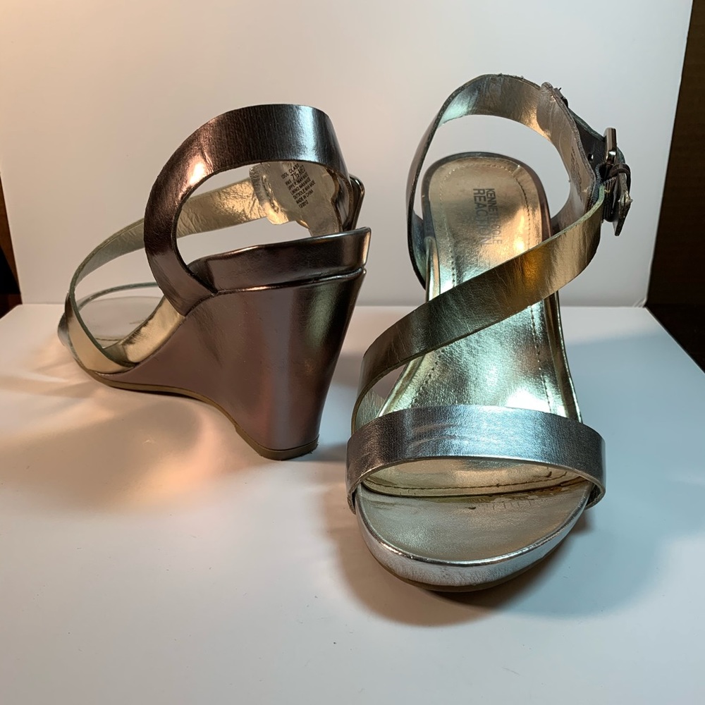 Silver wedge heels